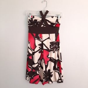 Trixxi Cream, Brown, & Pink Floral Halter Dress